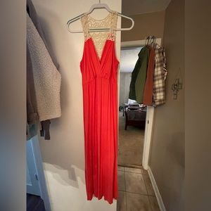 Coral Maxi dress with crochet lace back and straps. Super cute!!